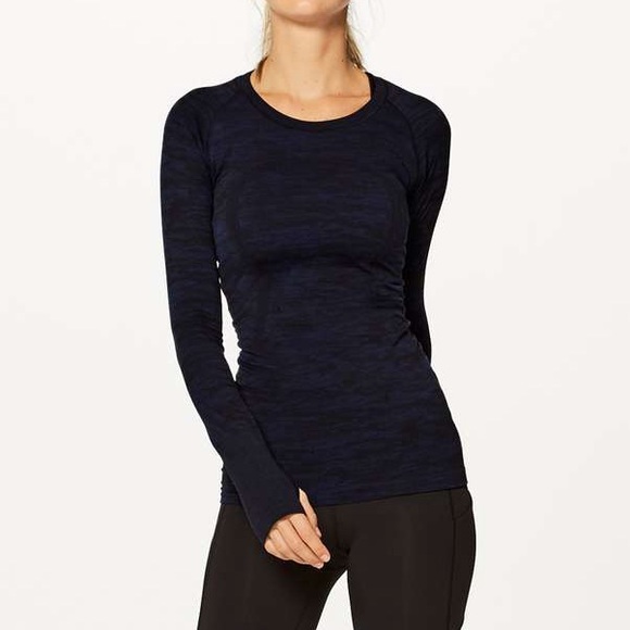 Lululemon swiftly tech long sleeve top midnight navy black size 10 - Picture 3 of 8